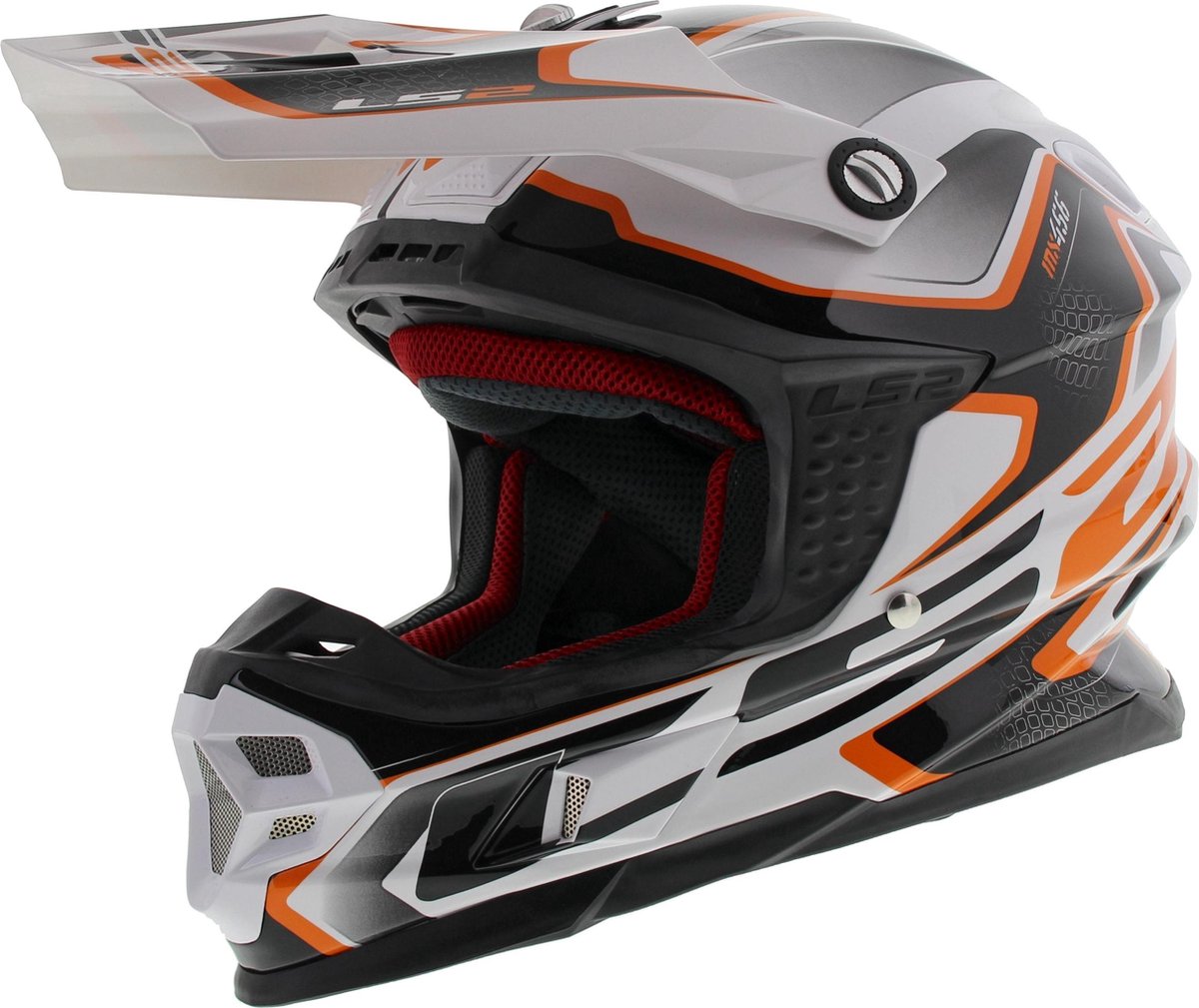 LS2 MX456 Compass crosshelm glans wit oranje M