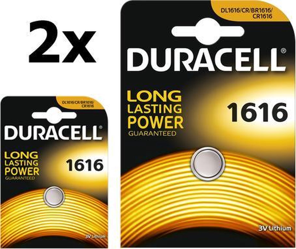 2 Stuks Duracell CR1616 lithium batterij