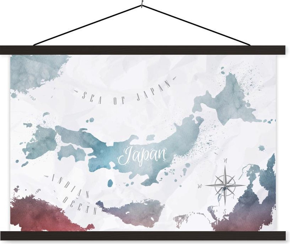 Schoolplaat - Wereldkaarten - Japan - Zilver - 90x60 cm