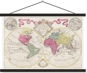 Schoolplaat - Wereldkaart - Vintage - Latijn - 90x60 cm