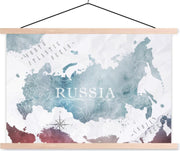 Schoolplaat - Rusland - Wereldkaart - Verf - 150x100 cm - Blanke latten