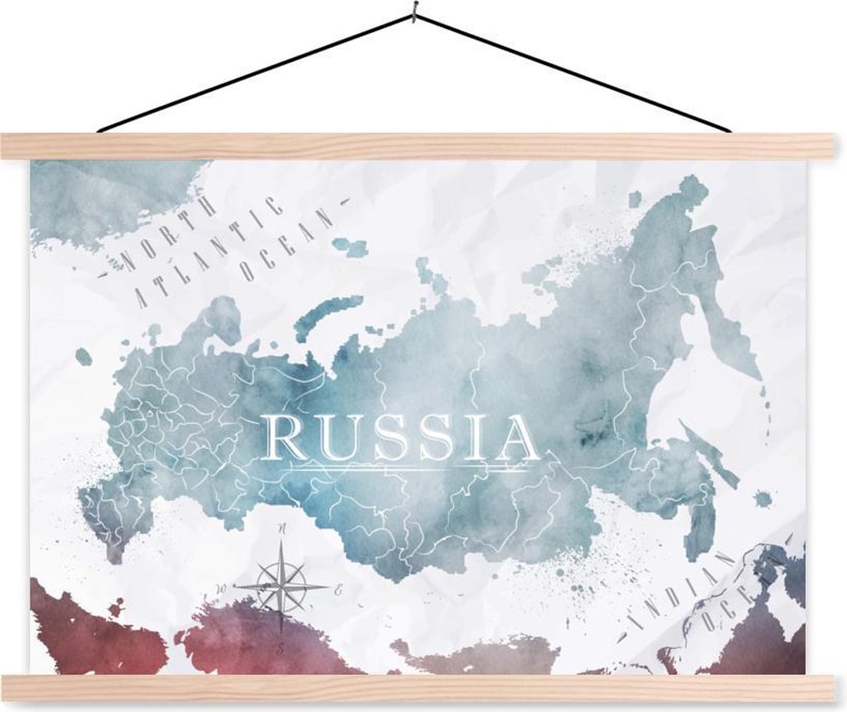 Schoolplaat - Rusland - Wereldkaart - Verf - 150x100 cm - Blanke latten