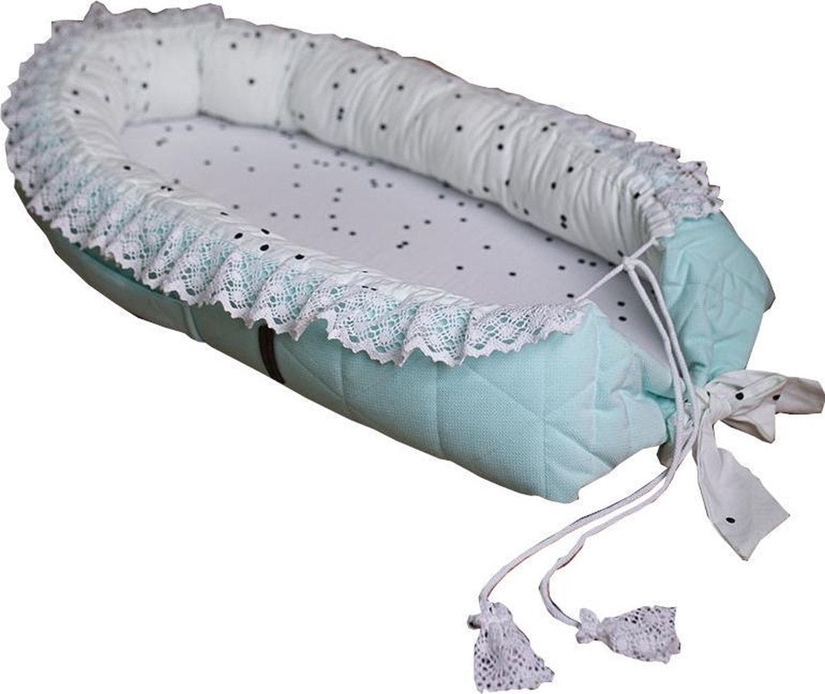 Kinder Hop Babynest Triangles Fluweel/katoen Lichtblauw/wit