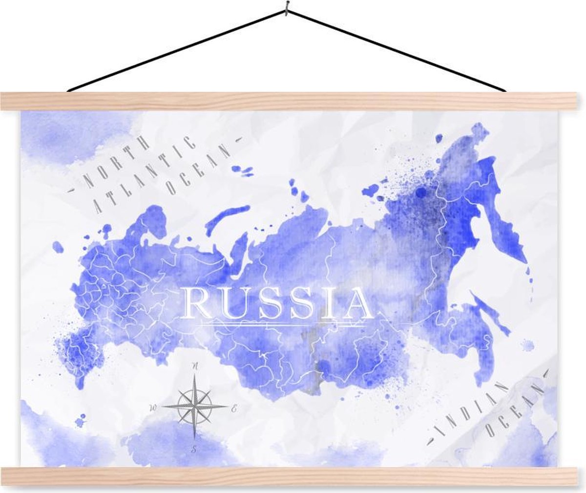 Schoolplaat - Wereldkaart - Rusland - Abstract - 120x80 cm - Blanke latten