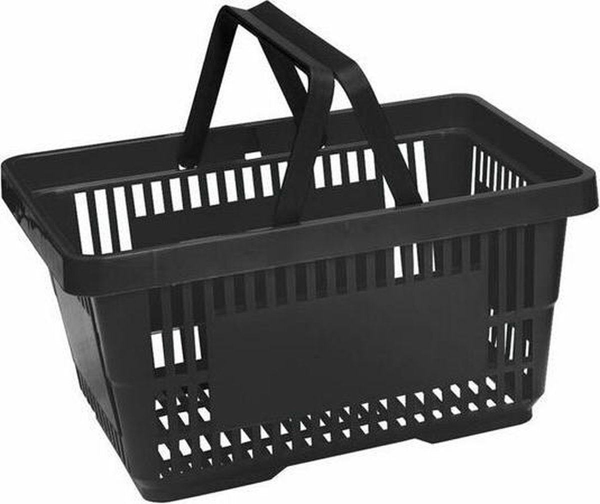 Winkelmandje 20 liter - zwart - 2 handvaten - 10 stuks
