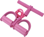 Fitness Tube | Roze | Elastische Buikspiertrainer | Ab Trainer | Sit Up | Yoga Band | Pilates Band | Schouder Trainer | Gym | Weerstandselastiek | Elastiek met Handvat en Pedaal
