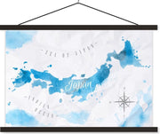 Wereldkaarten - Wereldkaarten - Japan - Waterverf - 150x100 cm - Textielposter