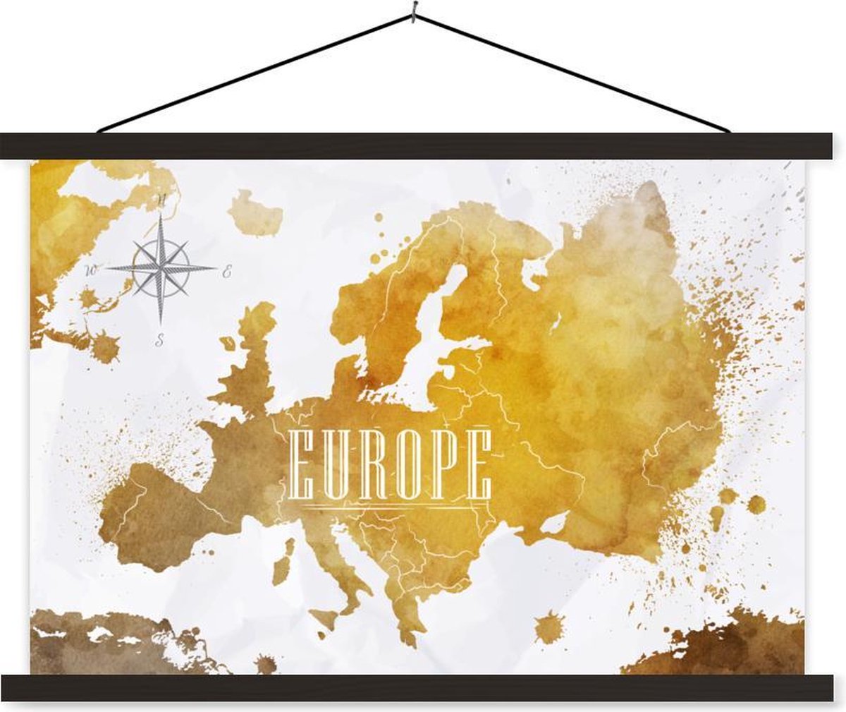 Wereldkaarten - Wereldkaarten - Europa - Goud - 150x100 cm - Textielposter