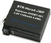 Accu voor GoPro Hero 4 Batterij 1160 mAh (AHDBT-401)