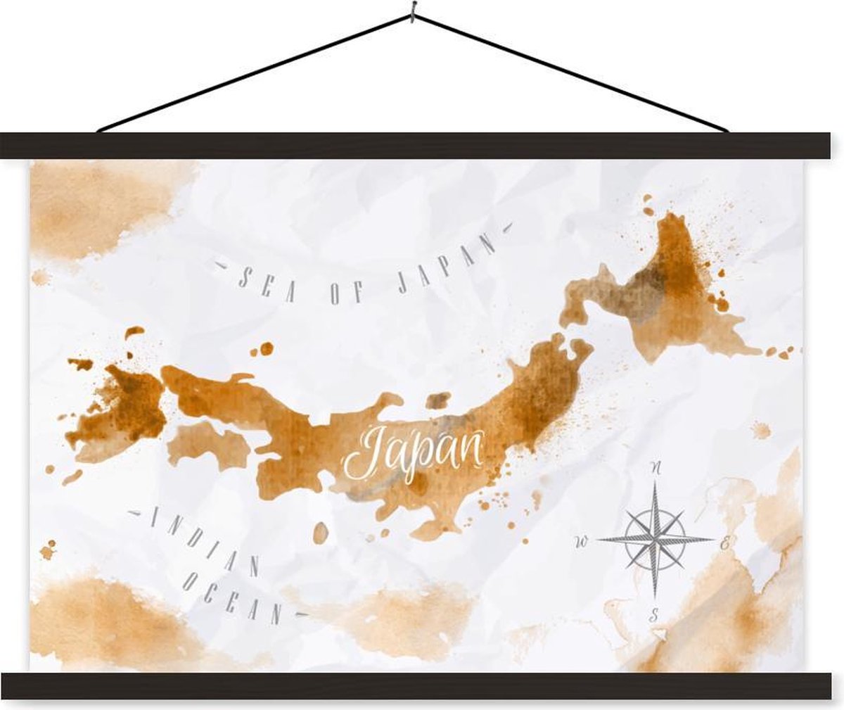 Schoolplaat - Verf - Japan - Wereldkaart - 150x100 cm - Zwarte latten