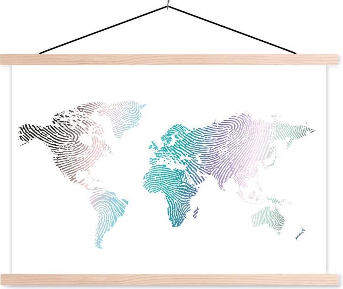 Wereldkaart - Abstract - Kleuren schoolplaat platte latten blank