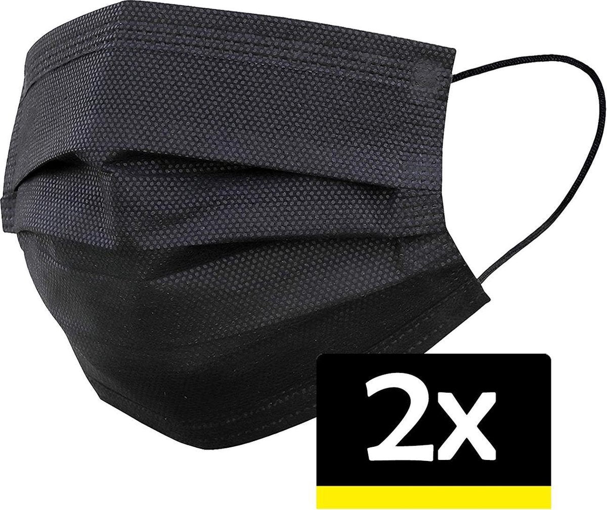 Mondkapje Zwart Wegwerp - Mondmasker Wegwerp - Mondkapje Wegwerp Zwart - Mondkapjes Wegwerp Zwart - 2 Stuks