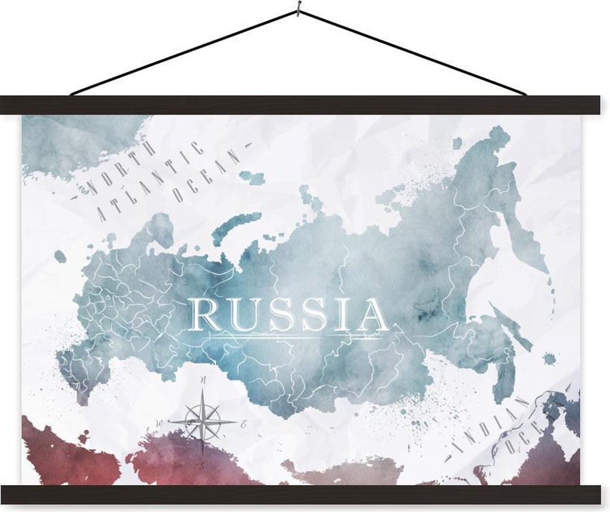 Schoolplaat - Rusland - Wereldkaart - Verf - 90x60 cm