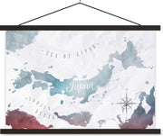 Wereldkaarten - Wereldkaarten - Japan - Zilver - 150x100 cm - Textielposter