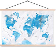 Wereldkaarten - Wereldkaarten - Olieverf - Kleuren - 150x100 cm - Textielposter