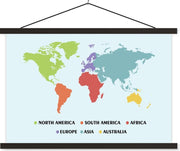 Wereldkaart Kinderen - Trendy - Kleuren - 90x60 cm - Schoolplaat