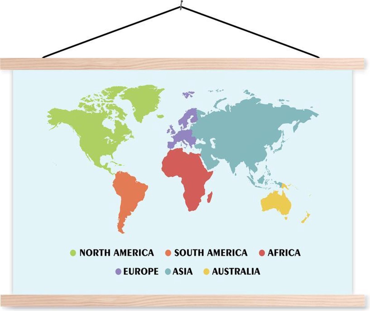 Wereldkaart Kinderen - Trendy - Kleuren - 150x100 cm - Schoolplaat