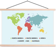 Wereldkaart Kinderen - Trendy - Kleuren - 150x100 cm - Schoolplaat