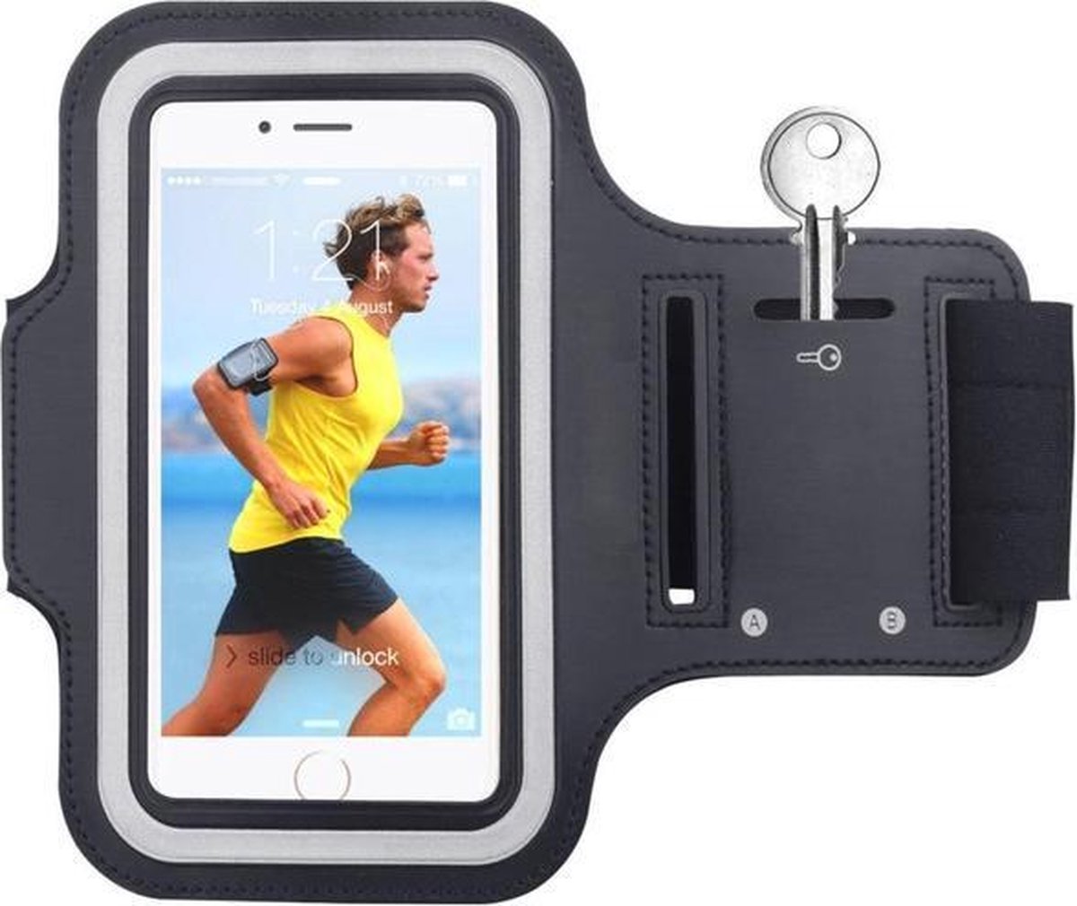 Samsung Galaxy A71 Sportband hoes Sport armband hoesje Hardloopband Zwart Pearlycase