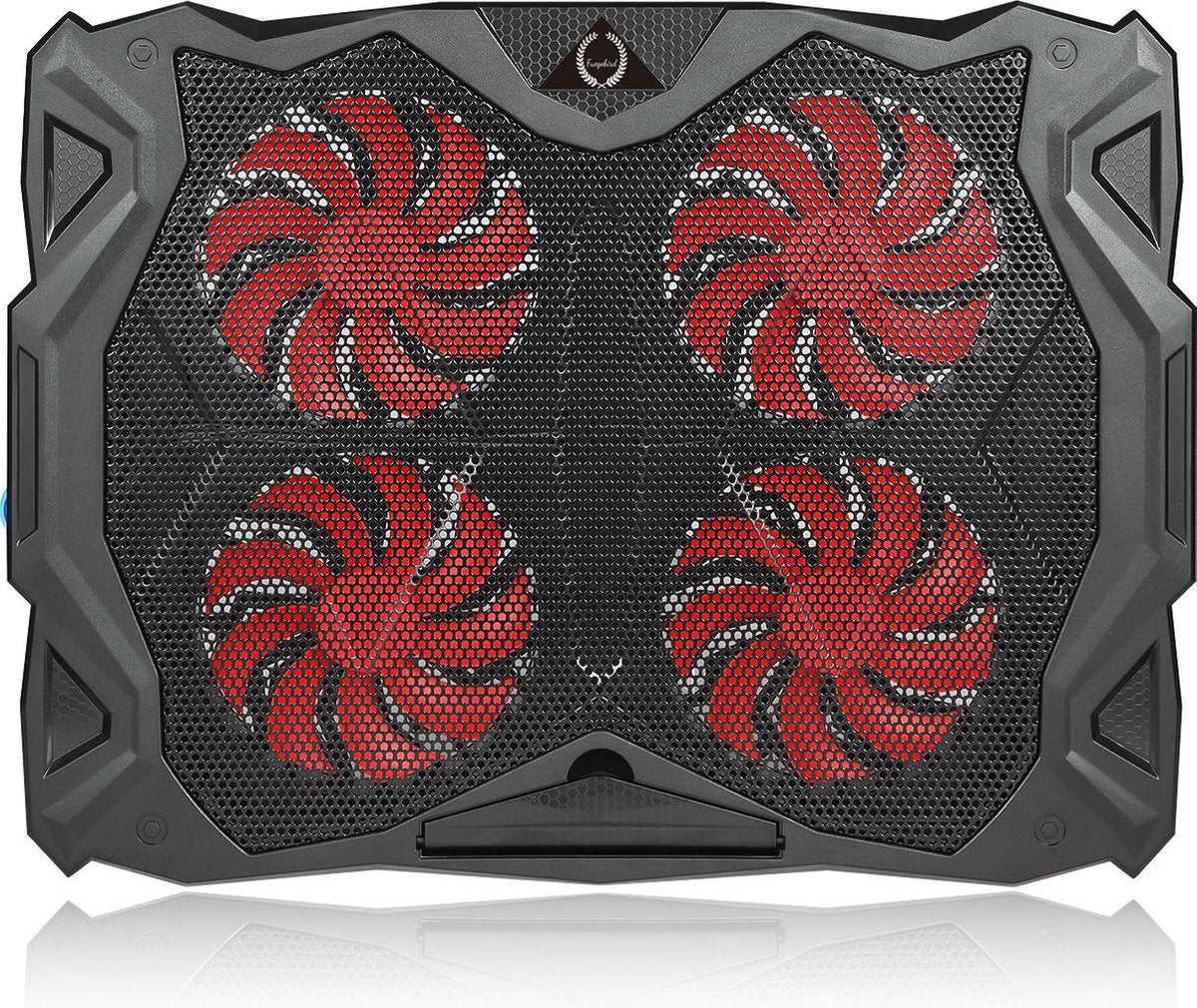 Fuegobird Laptop Cooler - Laptophouder en koeler - 4 ventilatoren - Rood verlichting - Max 17 inch - Zwart