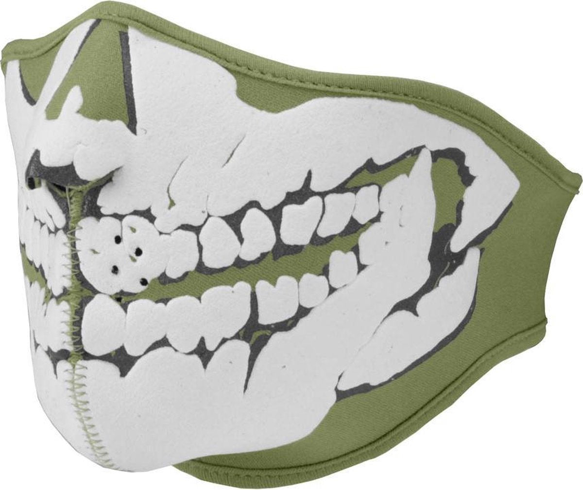 Biker Mask Neoprene Skull 3D groen