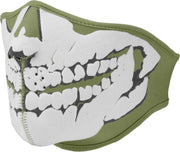Biker Mask Neoprene Skull 3D groen
