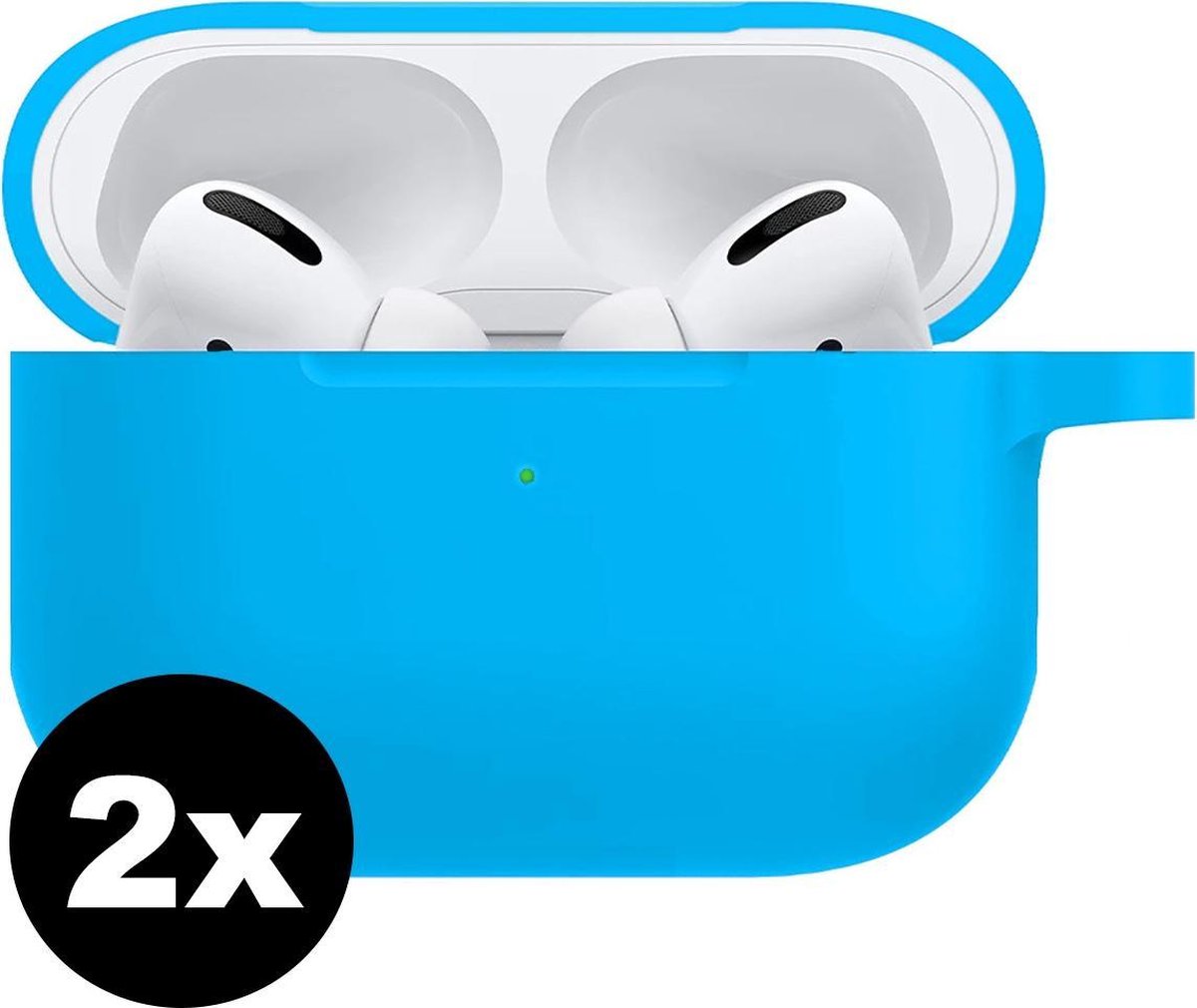 Hoes Voor Apple AirPods Pro Case Siliconen Hoesje - Licht Blauw - 2 PACK