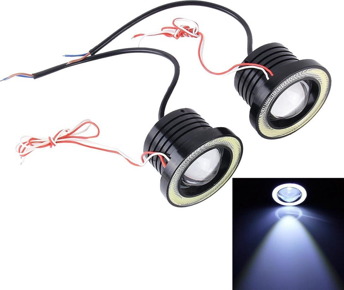 3.0 inch DC 12 V 10 W 900LM 6500 K Auto Angel Eyes Mistlamp Foglight (Wit Licht + Wit Licht)