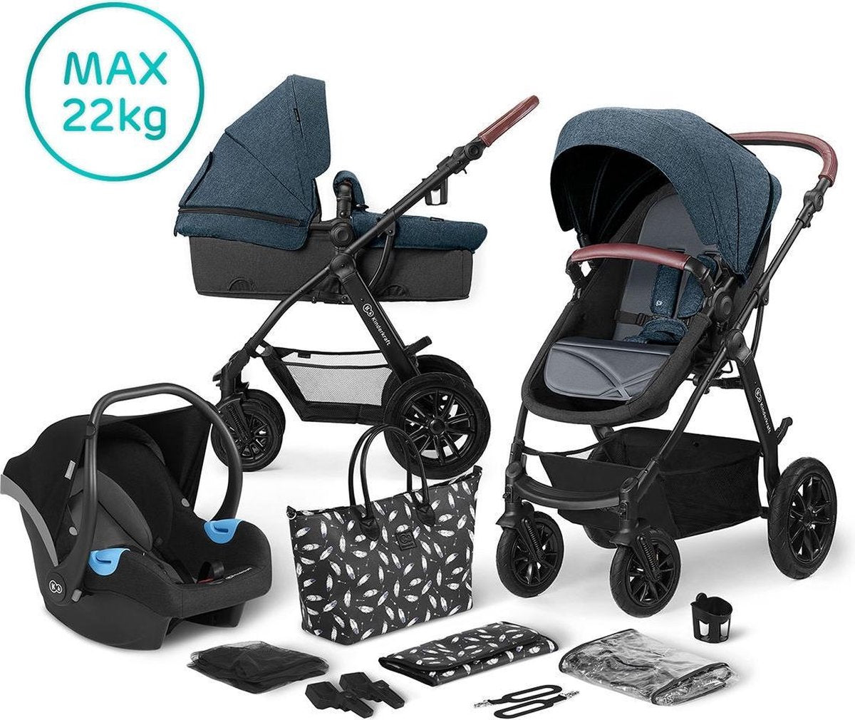 Kinderkraft XMoov 3 in 1 Kinderwagen - Inclusief Autostoel - Denim