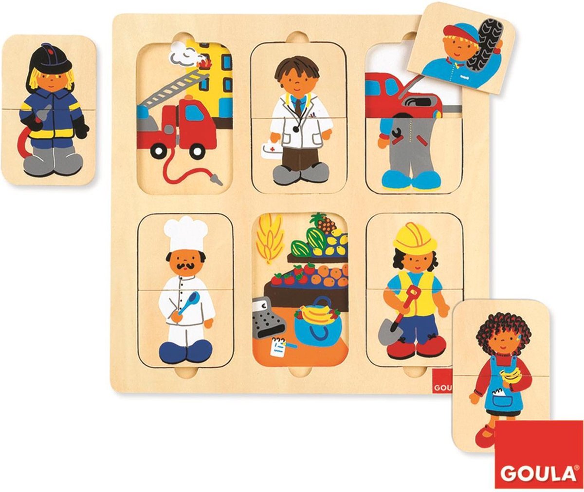 Goula Houten Puzzel - Beroepen - 12 Stukjes