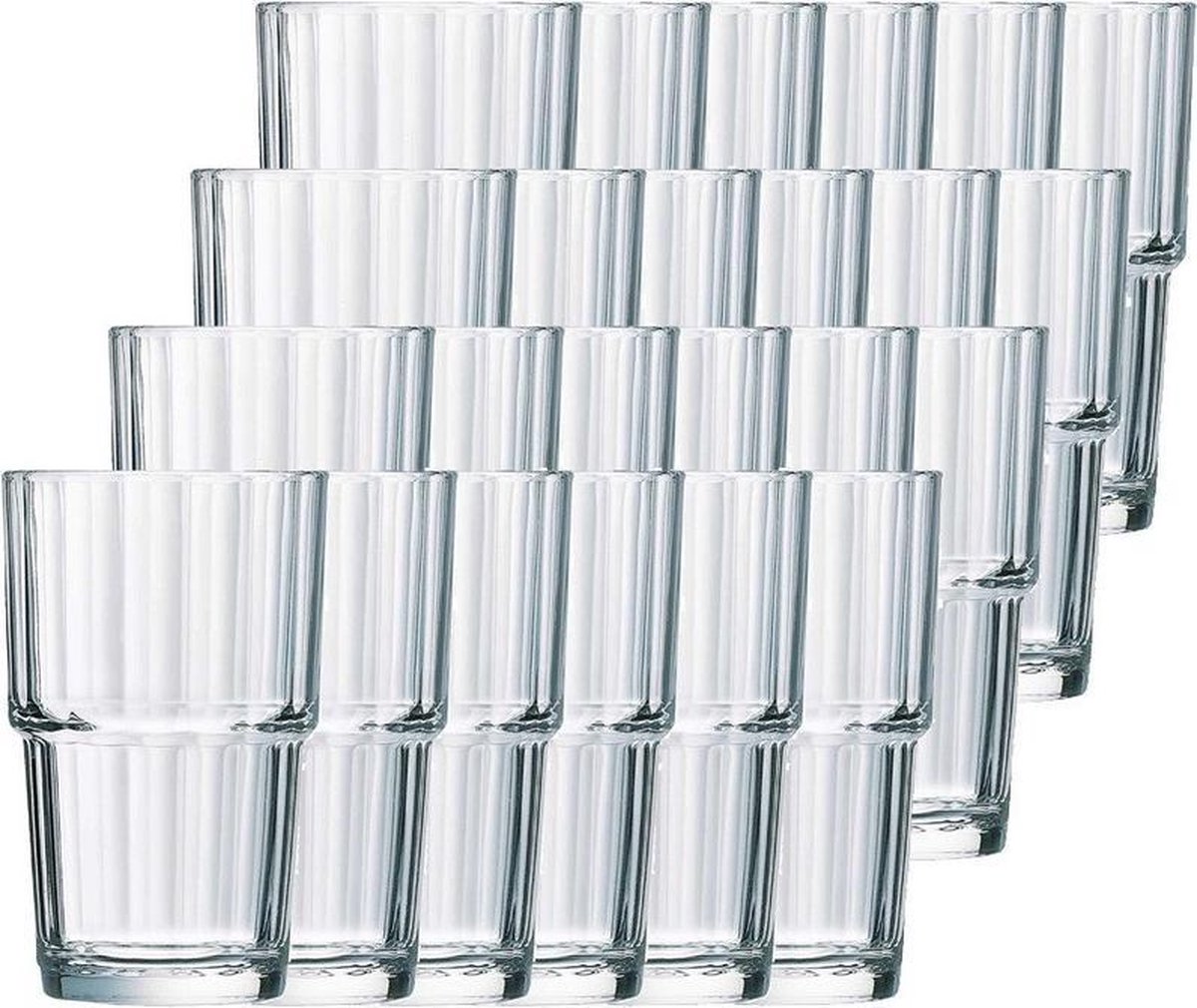 24x Drinkglazen/waterglazen Norvege transparant 270 ml - Koffie/thee glazen Norvege 270 ml