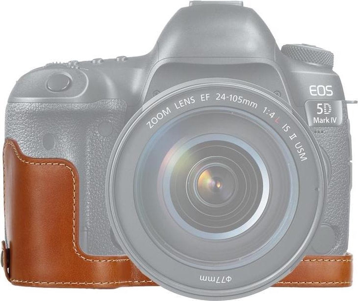 1/4 inch Thread PU Leather Camera Half Case Base for Canon EOS 5D Mark IV / 5D Mark III(Brown)