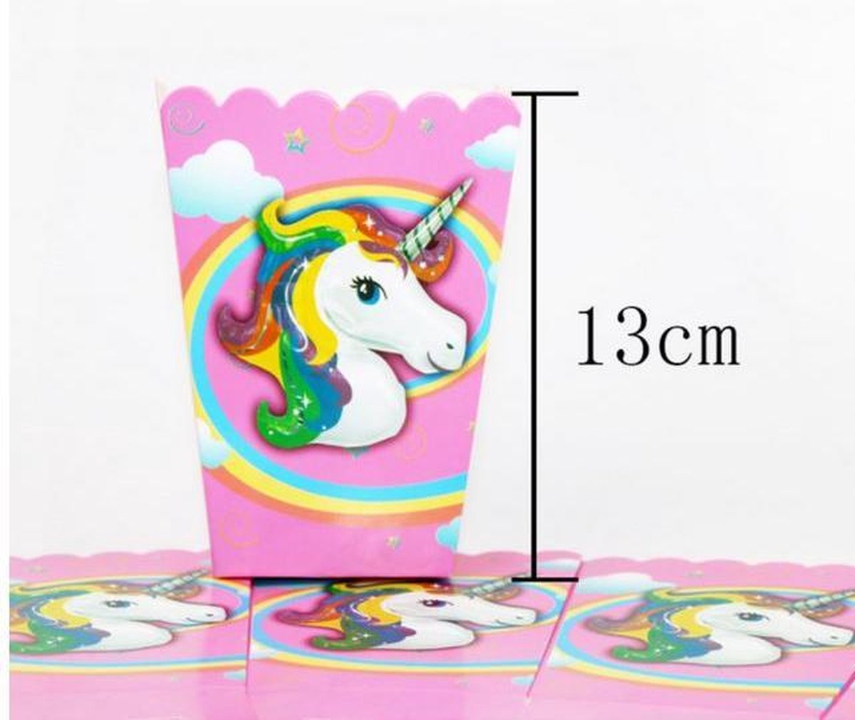6 stuks unicorn / eenhoorn popcorn bakjes