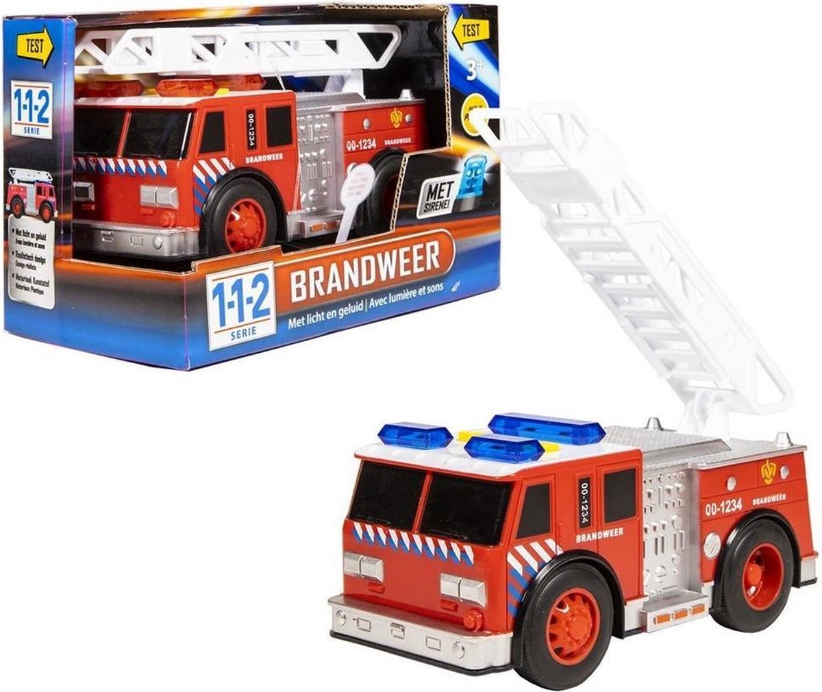 112 Brandweerwagen met licht en geluid 18 x 8 x 10.5 cm - speelgoedauto - hulpdiensten speelgoed voertuigen