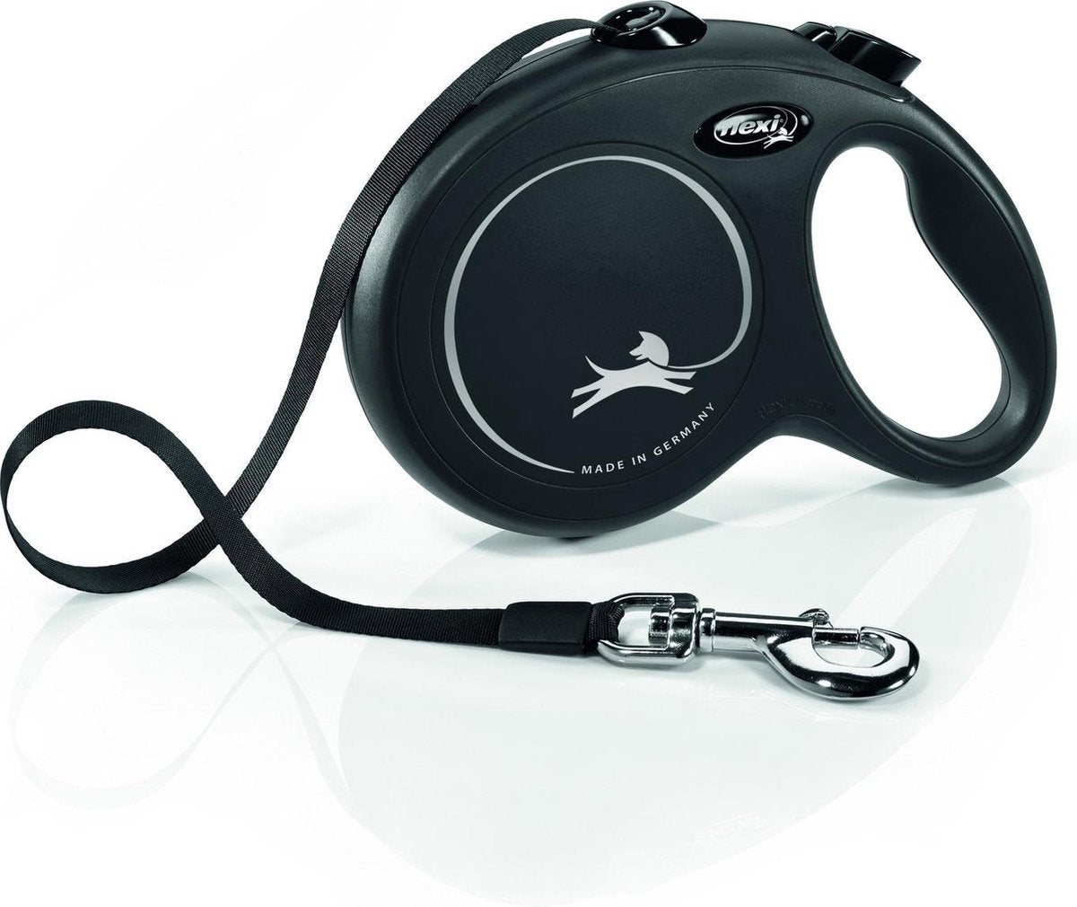 Flexi New Classic Tape - Hondenriem - Zwart - L - 5 m - (<50 kg)