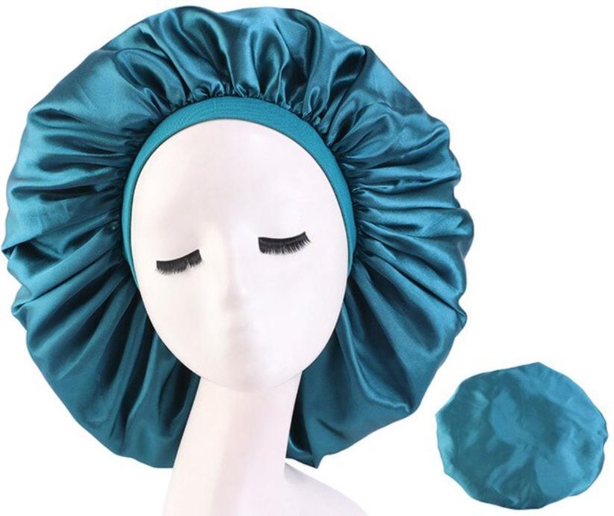 Bonnet Satijn - Polyester XXL|Slaapmuts Satijn|Hoofddeksel|Unisex|Cabantis|Petrol