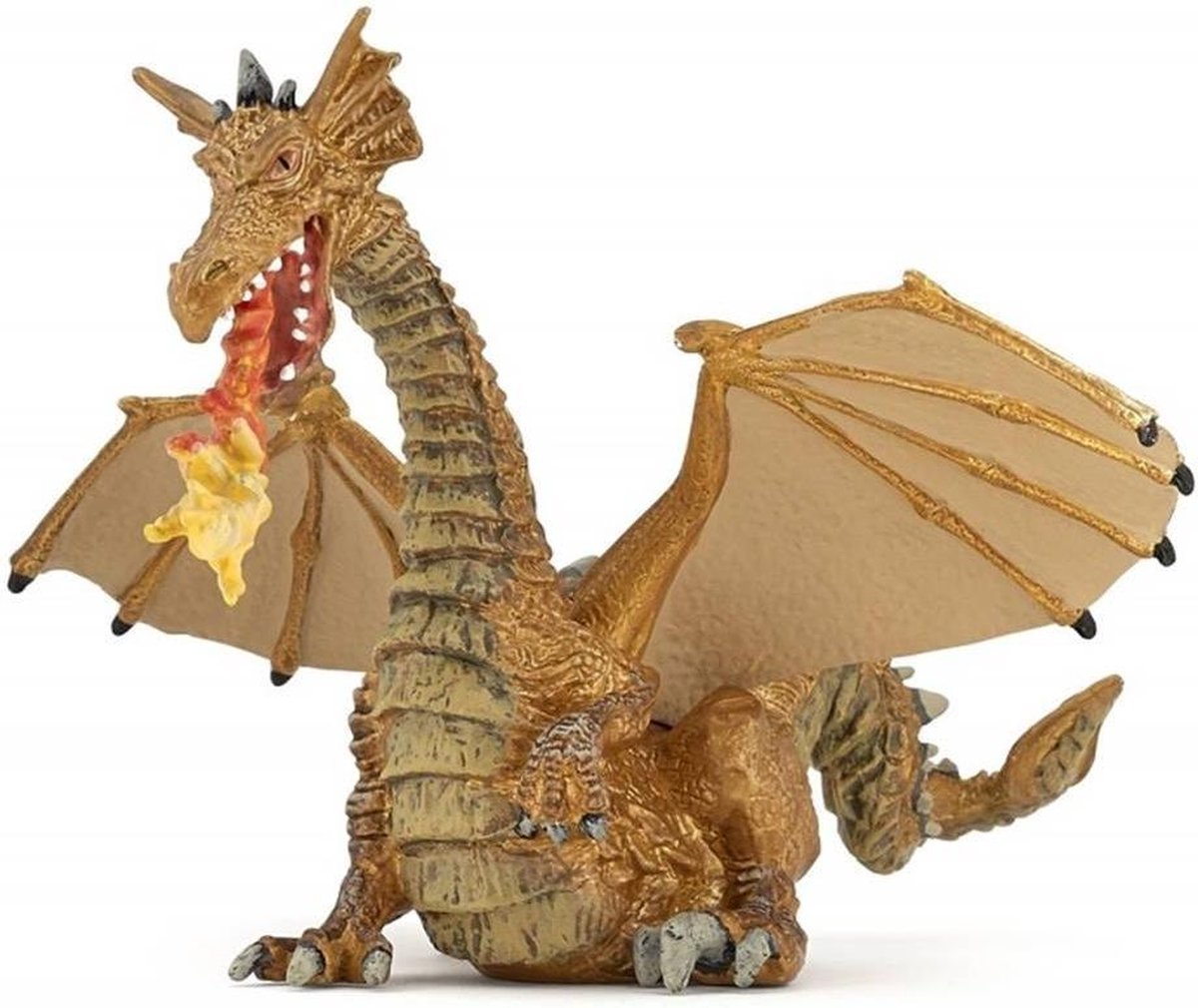 Speelfiguur - Fantasie - Draak - Met vlammen - Goud