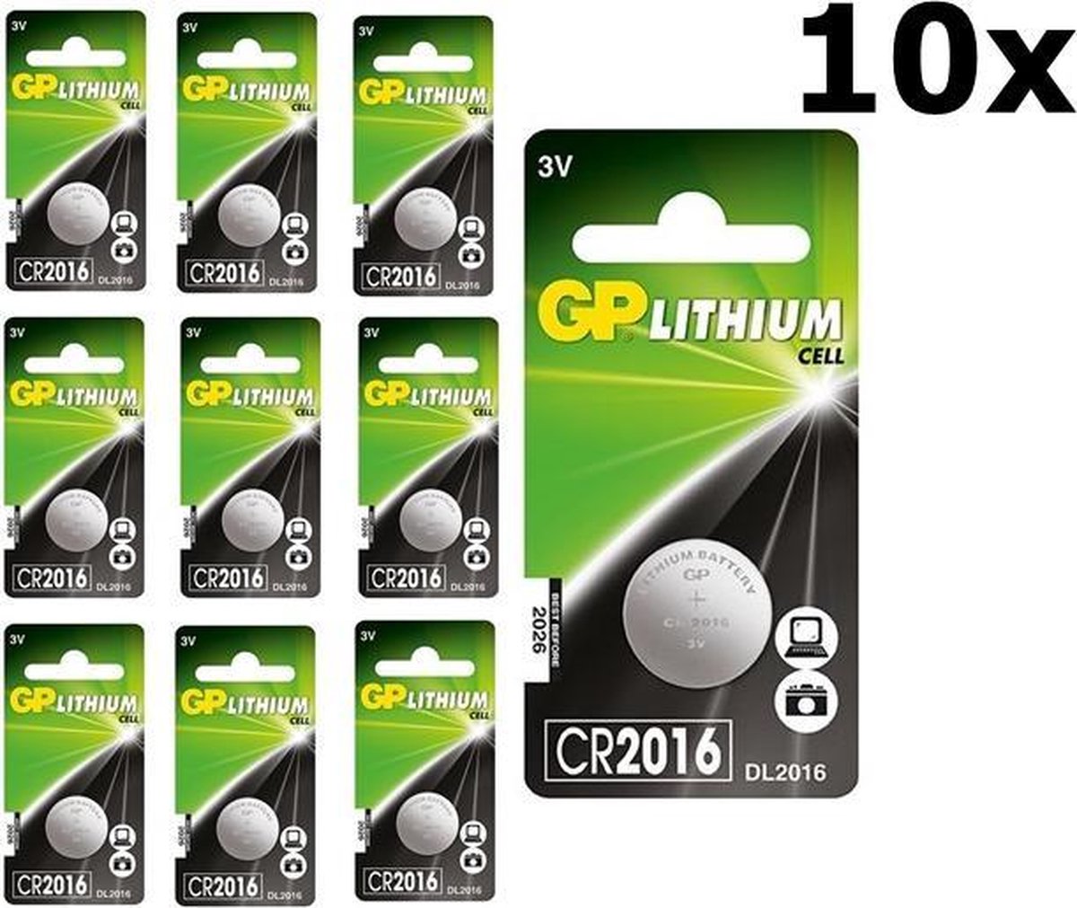 10 Stuks - GP CR2016 Professional Electronics 3V 90mAh Lithium knoopcel
