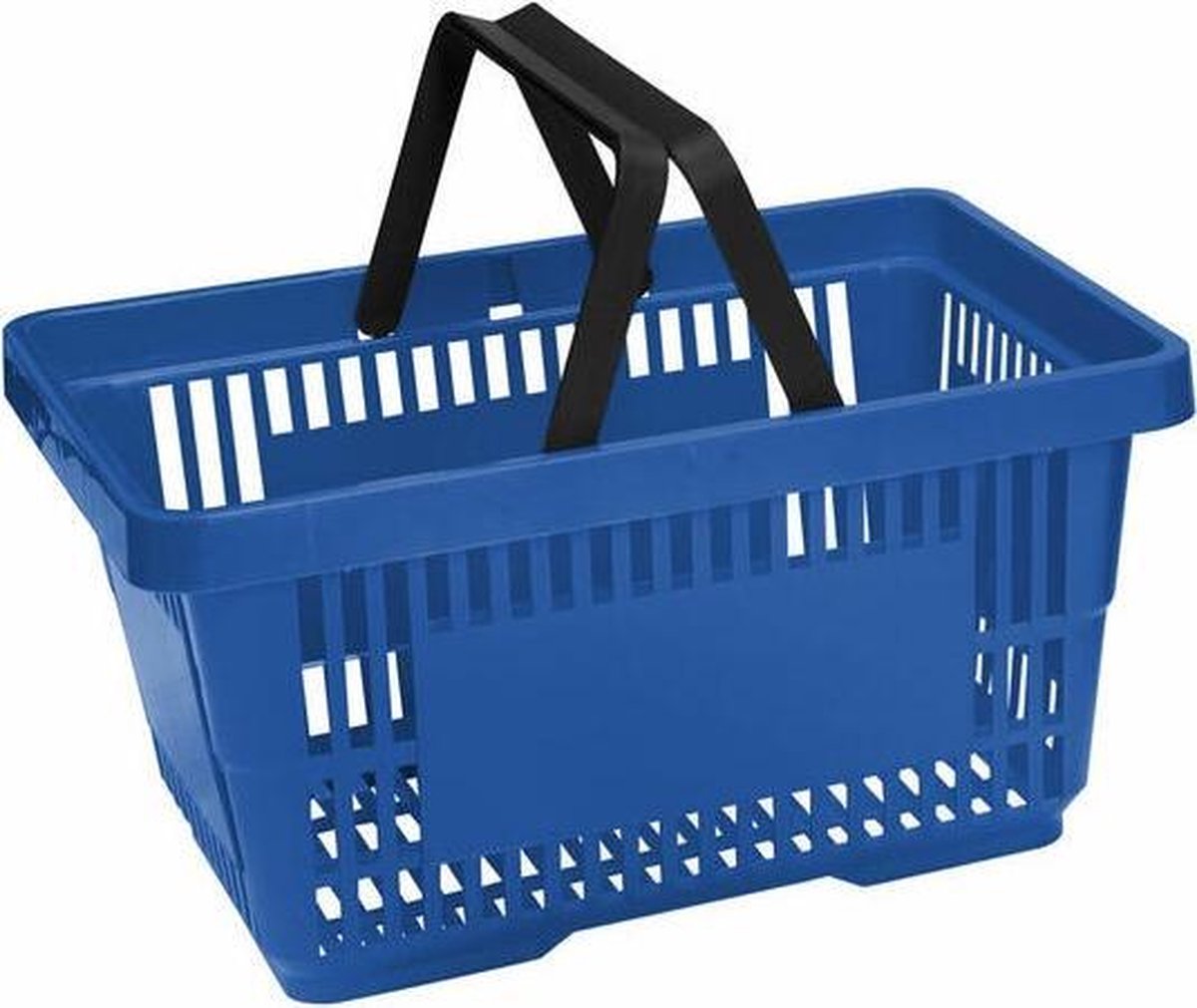 Winkelmandje 20 liter - blauw – 2 handvaten - 10 stuks