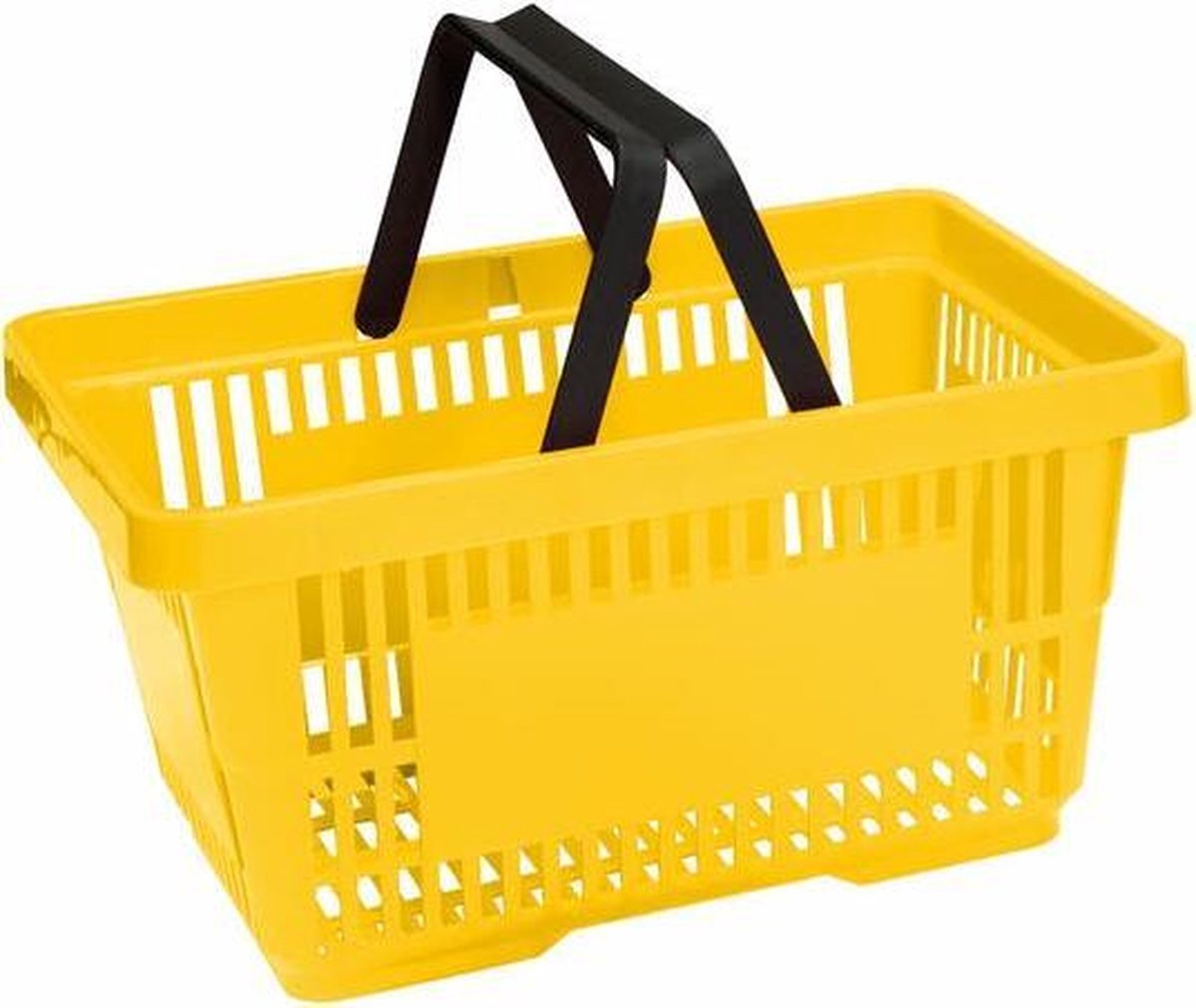 Winkelmandje 20 liter - geel - 2 handvaten - 10 stuks