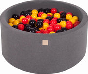 Ronde Ballenbak set incl 300 ballen 90x40cm - Donker Grijs: Geel