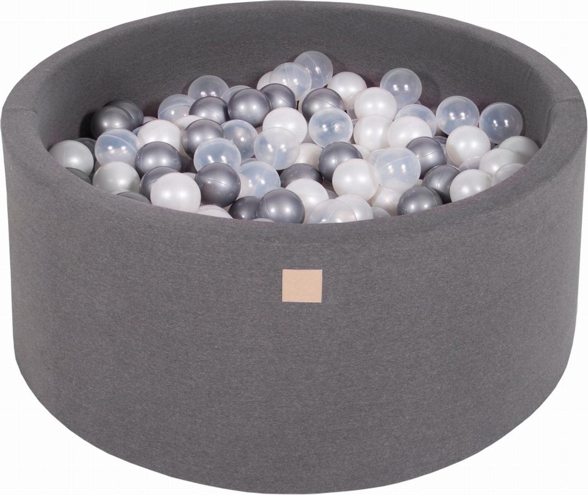 Ronde Ballenbak set incl 300 ballen 90x40cm - Donker Grijs: Zilver