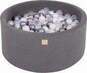 Ronde Ballenbak set incl 300 ballen 90x40cm - Donker Grijs: Zilver
