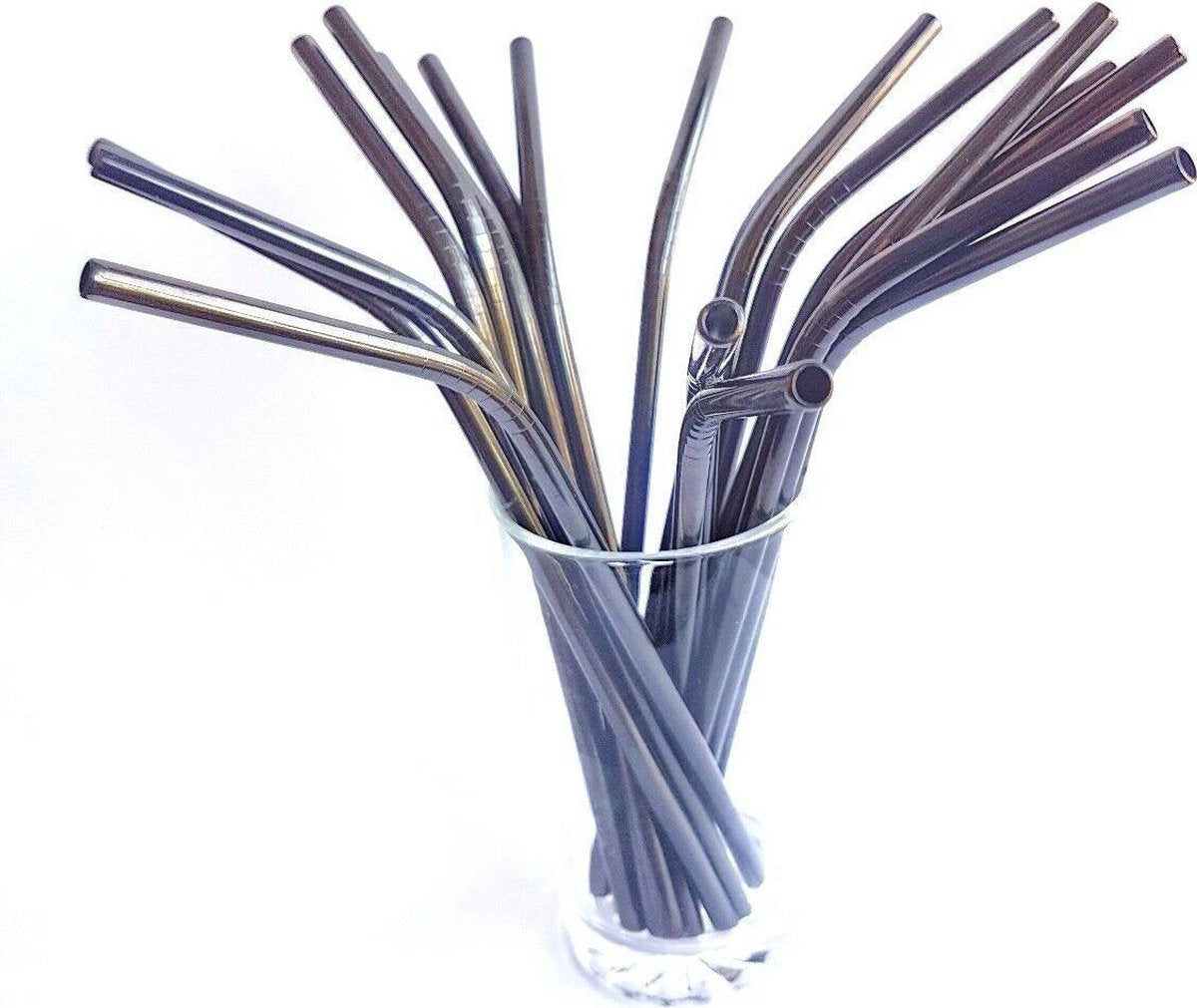 RVS rietjes | Zwart | 8 stuks | Herbruikbare rietjes | Vervanging voor plastic rietjes | Duurzame rietjes | Gekleurde rietjes | Incl. schoonmaakborstels | Zwarte rietjes | Metalen rietjes