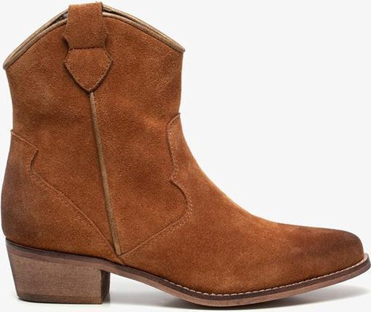 TwoDay suede dames cowboy western laarsjes - Cognac - Maat 40