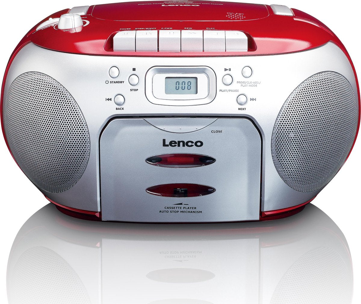 Lenco SCD-420RD - Radio CD-speler met MP3 optie en koptelefoon - Rood