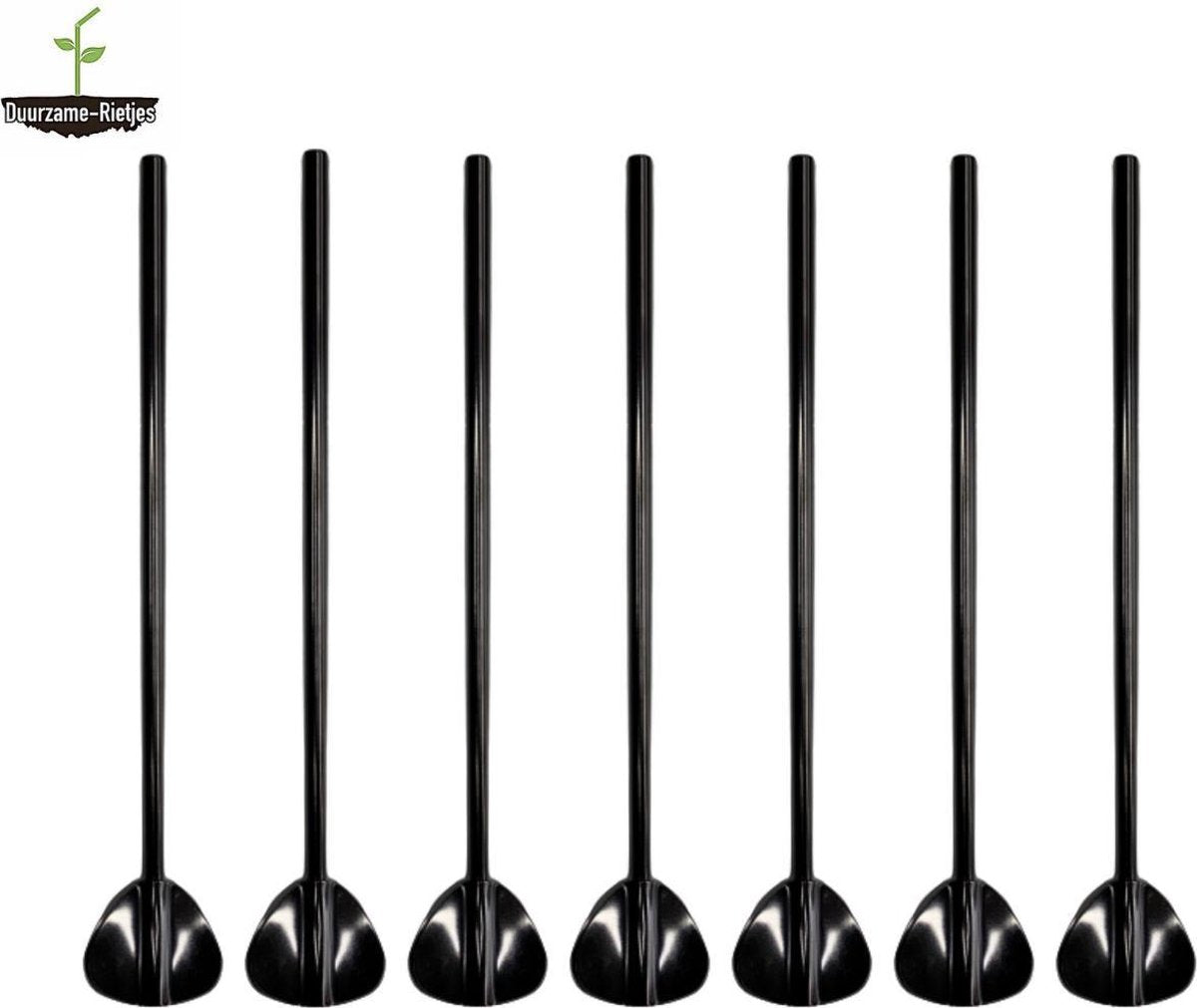 RVS Lepel Rietjes Zwart 6 Stuks Lepelrietjes - Lange Lepels 21