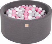 Ronde Ballenbak set incl 200 ballen 90x30cm - Donker grijs: Grijs