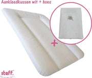Steff - set - aankleedkussen - wit - 50x70 cm + aankleedkussenhoes konijntje blauw