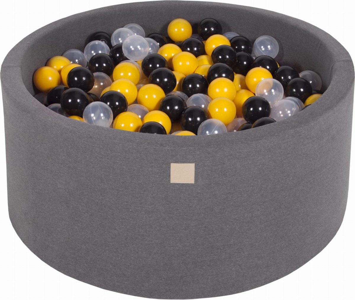 MeowBaby® Ronde Ballenbak set incl 300 ballen 90x40cm - Donker Grijs: Geel